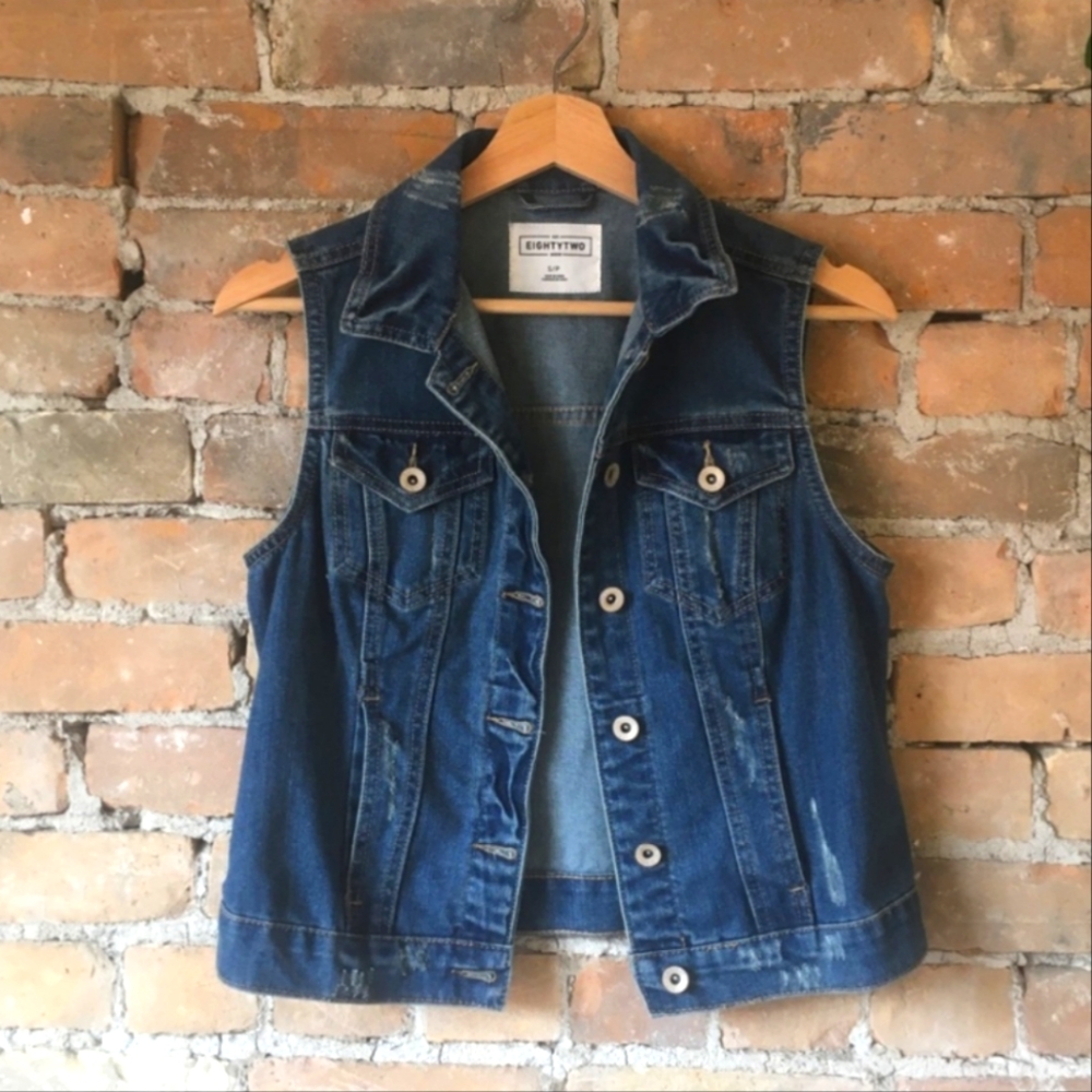Distressed Denim Vest